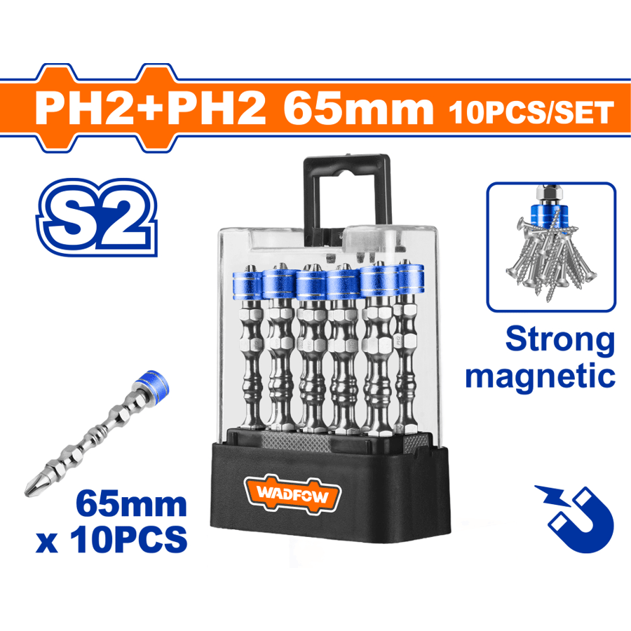 مجموعة رؤوس مفكات ممغنطة قوية 65MM WADFOW WSV3B01