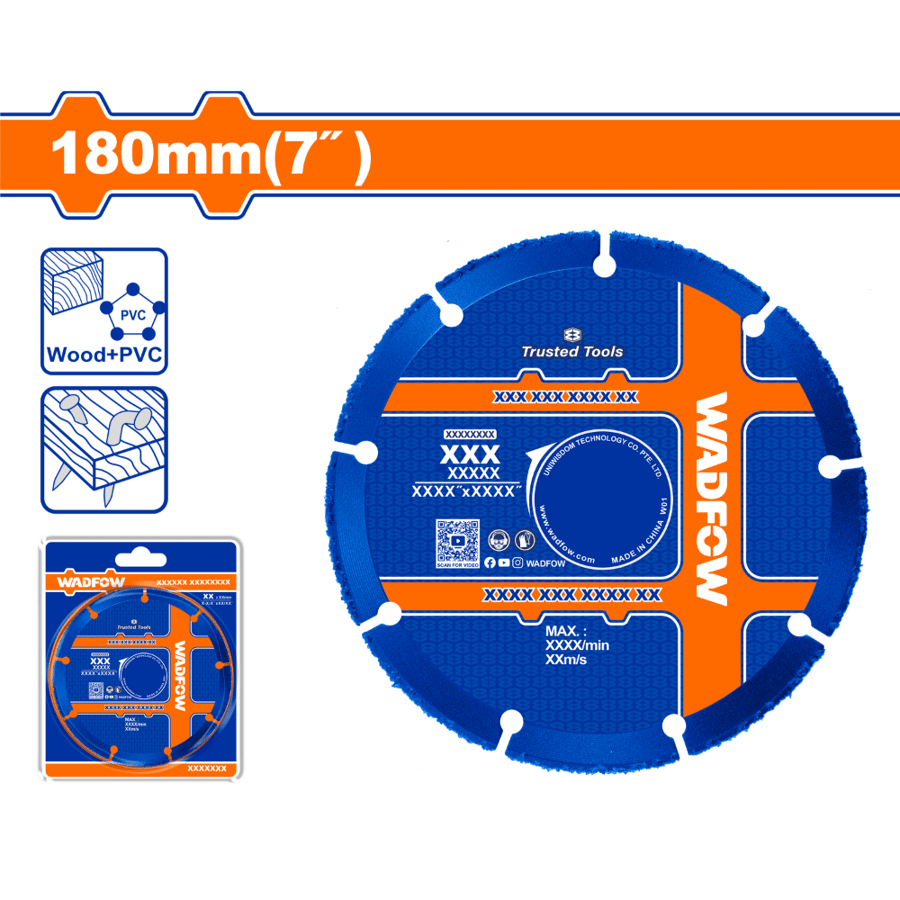 ديسك قص خشب ازرق 180mm WADFOW WCCD1K07