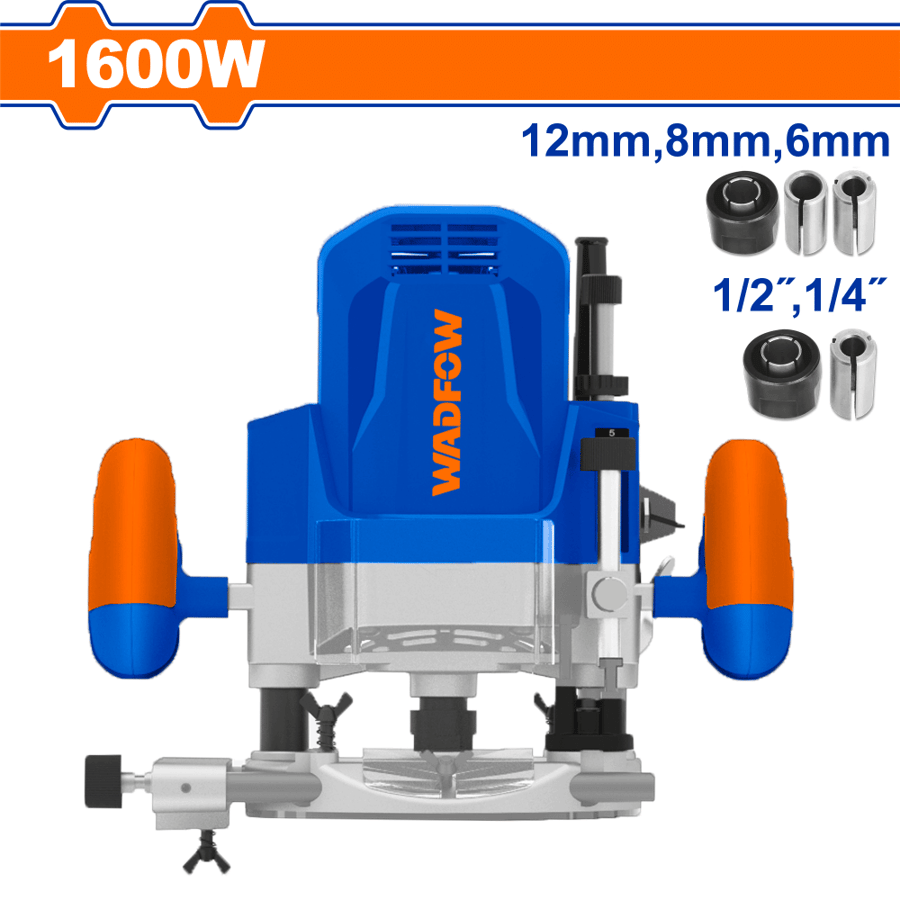 ماكينة راوتر 6mm,8mm,12mm,1/4",1/2"1600W WADFOW WER1516001