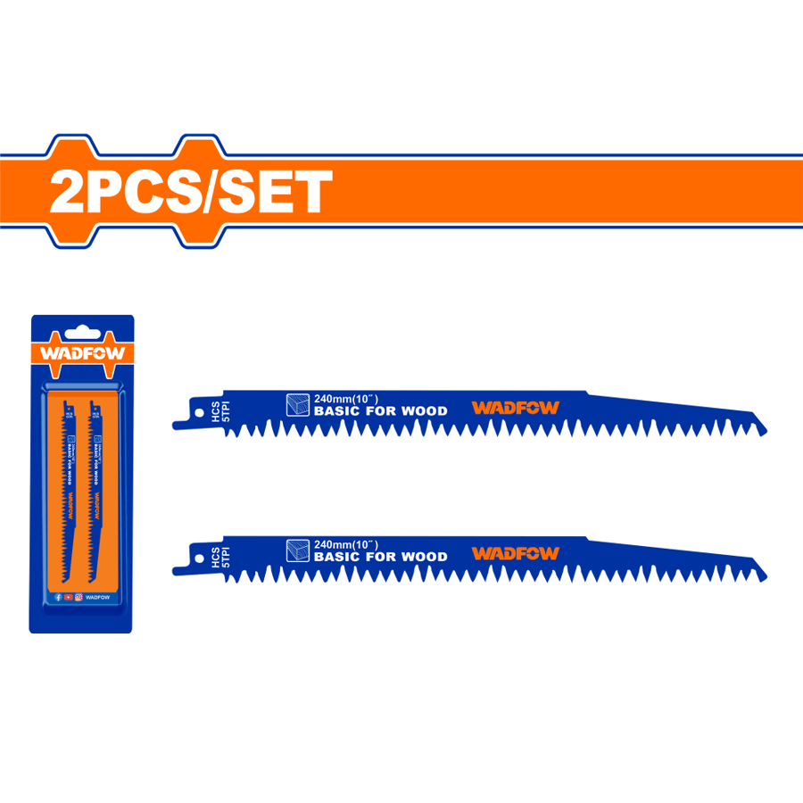 طقم ريشة منشار ترددي حبتين 240mm(9.5") للخشب WADFOW WJT1531L