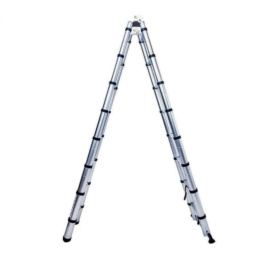 سلم تلسكوبي مقاس1.9+1.9 متر  المنيوم قابل للطي جهتين فضي