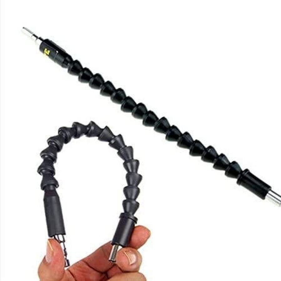 Flexible connector for screwdrivers, attaches to the drill