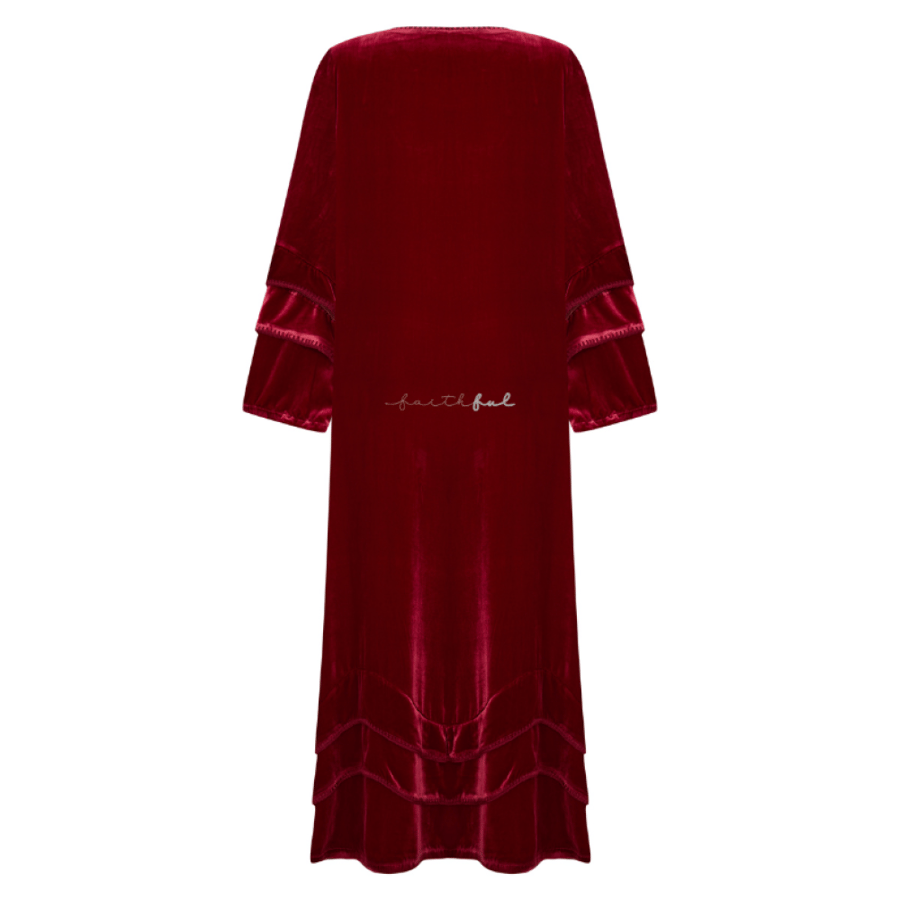 Velvet dress sleeve & skirt emb