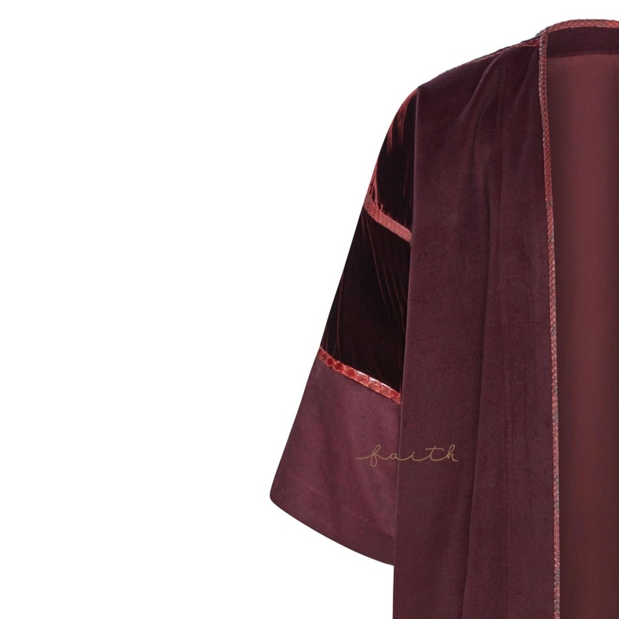 BURGUNDY VELVET & PYTHON ABAYA