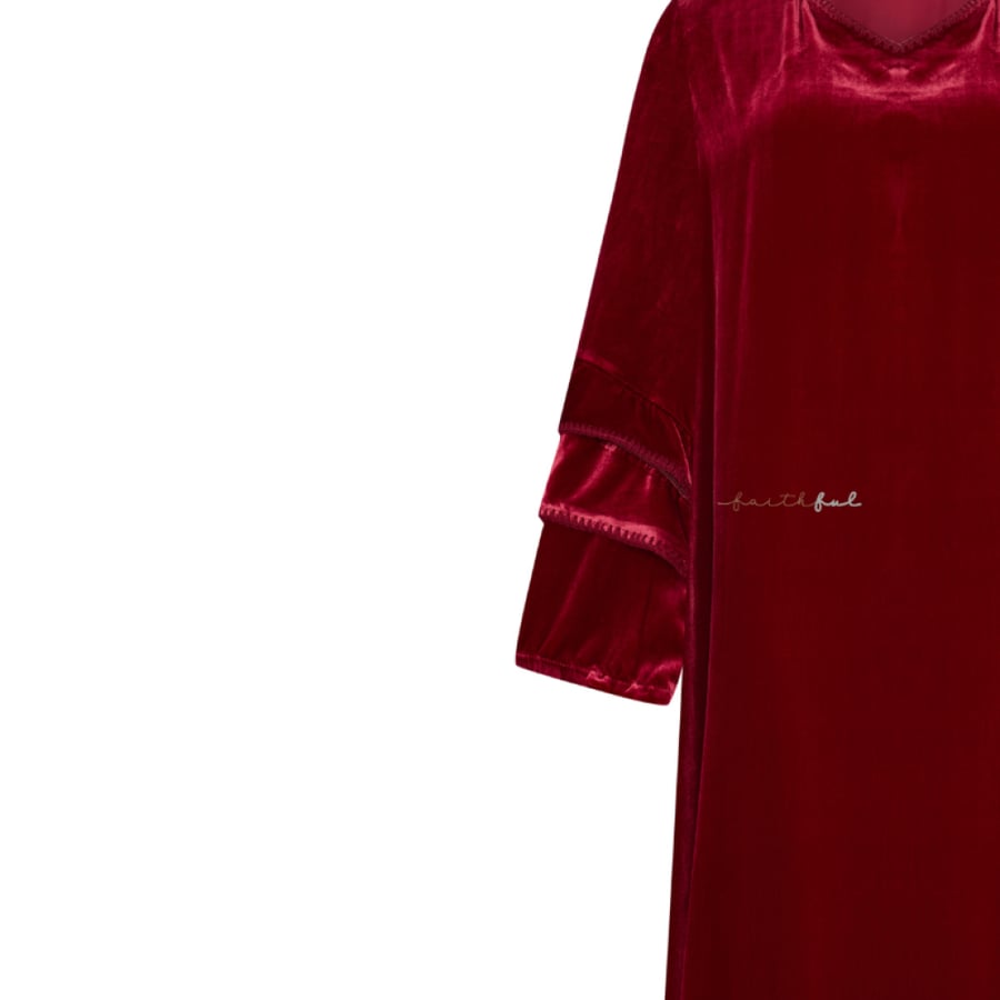 Velvet dress sleeve & skirt emb
