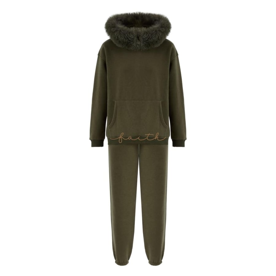 KIDS KHAKI HOODIE FOX FEECE SET