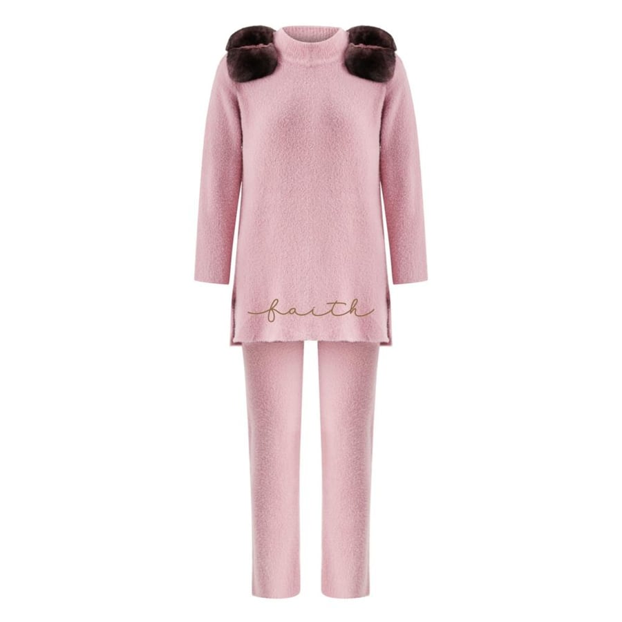 CHINCHILLA FUR ON SHOULDERS PINK FLUFFY SET