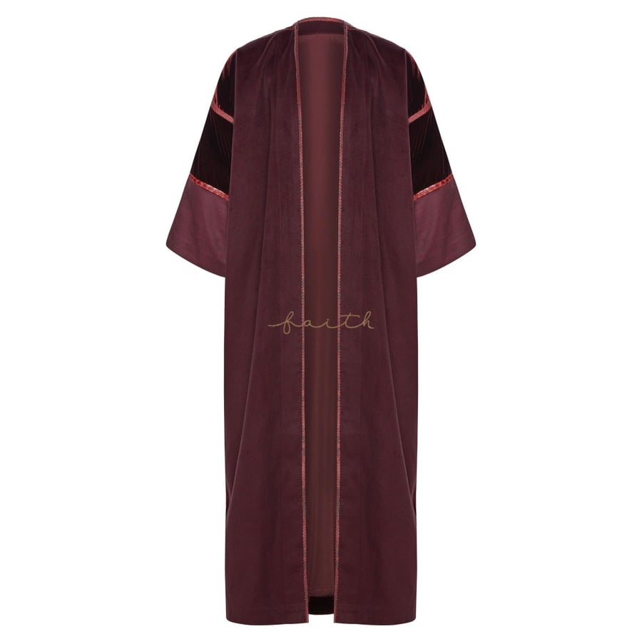 BURGUNDY VELVET & PYTHON ABAYA