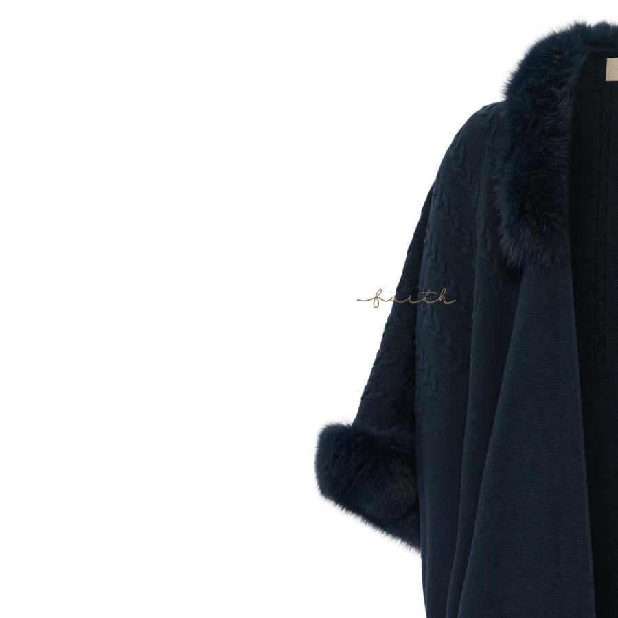 NAVY BLUE WOOL & FOX