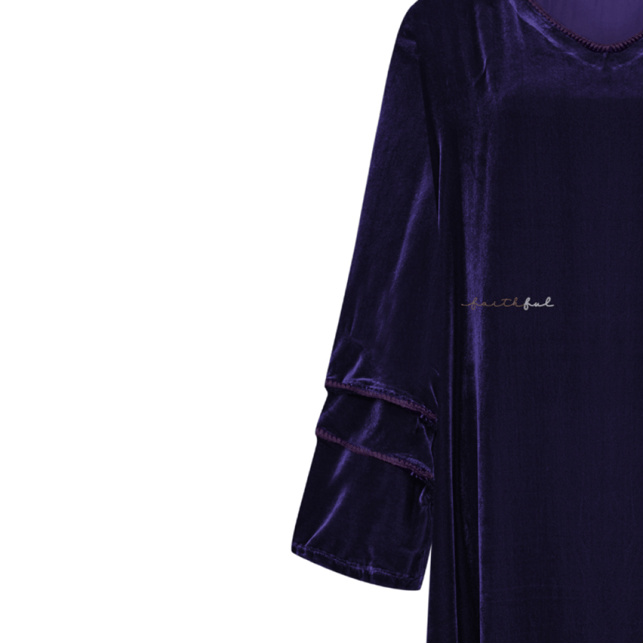 Velvet dress sleeve & skirt emb