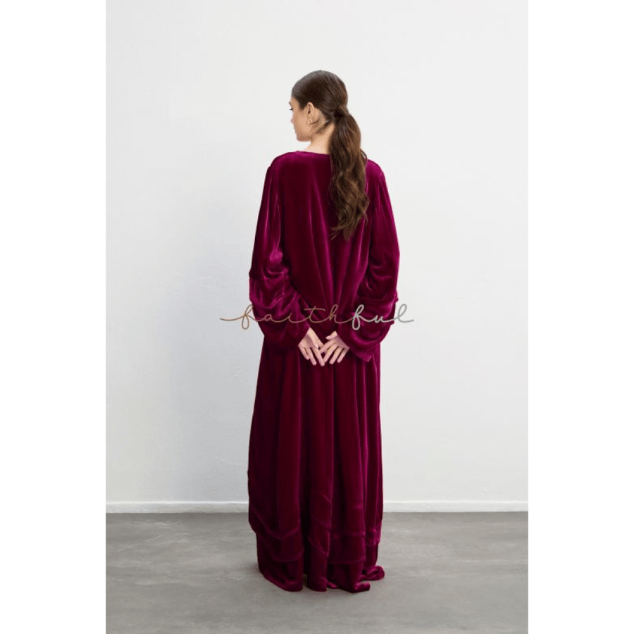 Velvet dress sleeve & skirt emb