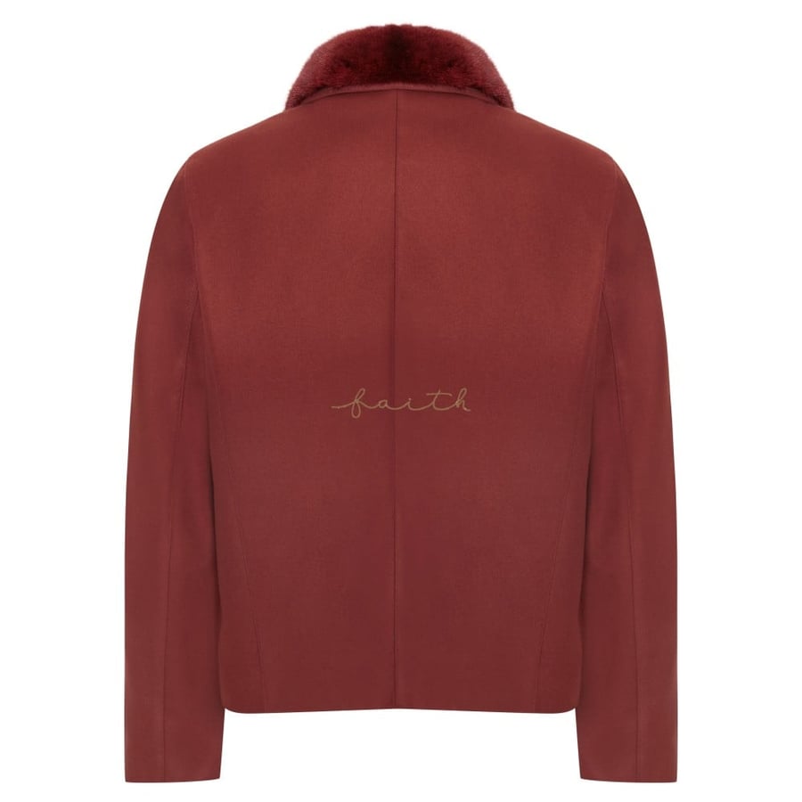 RED CASHMERE MINK COLLAR