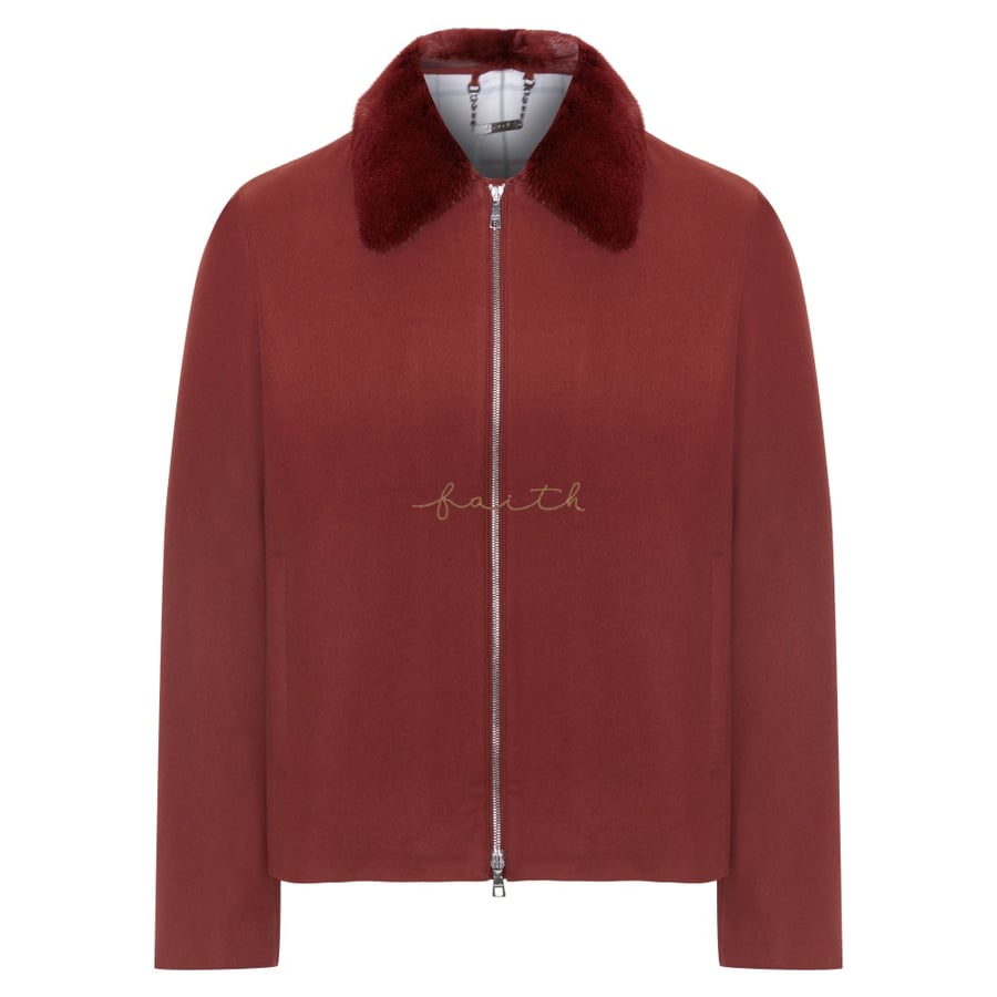 RED CASHMERE MINK COLLAR