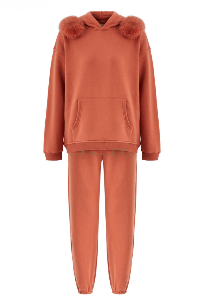 HOODY SWEATSHIRT FLEECE SET FOX ON SHOULDERS