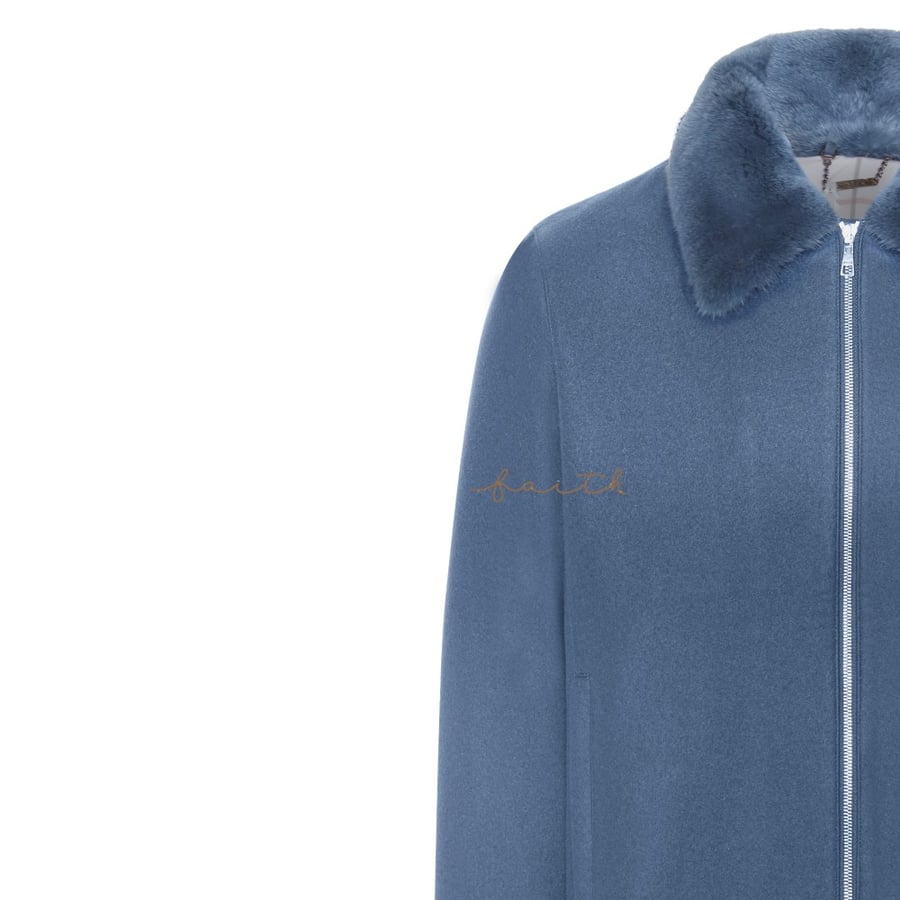 BLUE CASHMERE MINK COLLAR