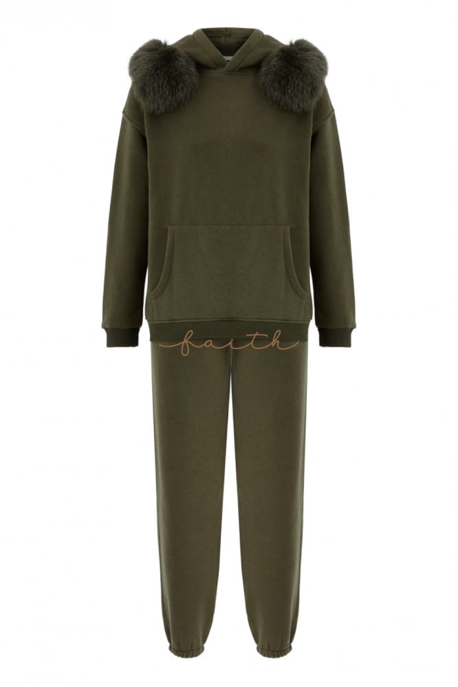 HOODY SWEATSHIRT FLEECE SET FOX ON SHOULDERS