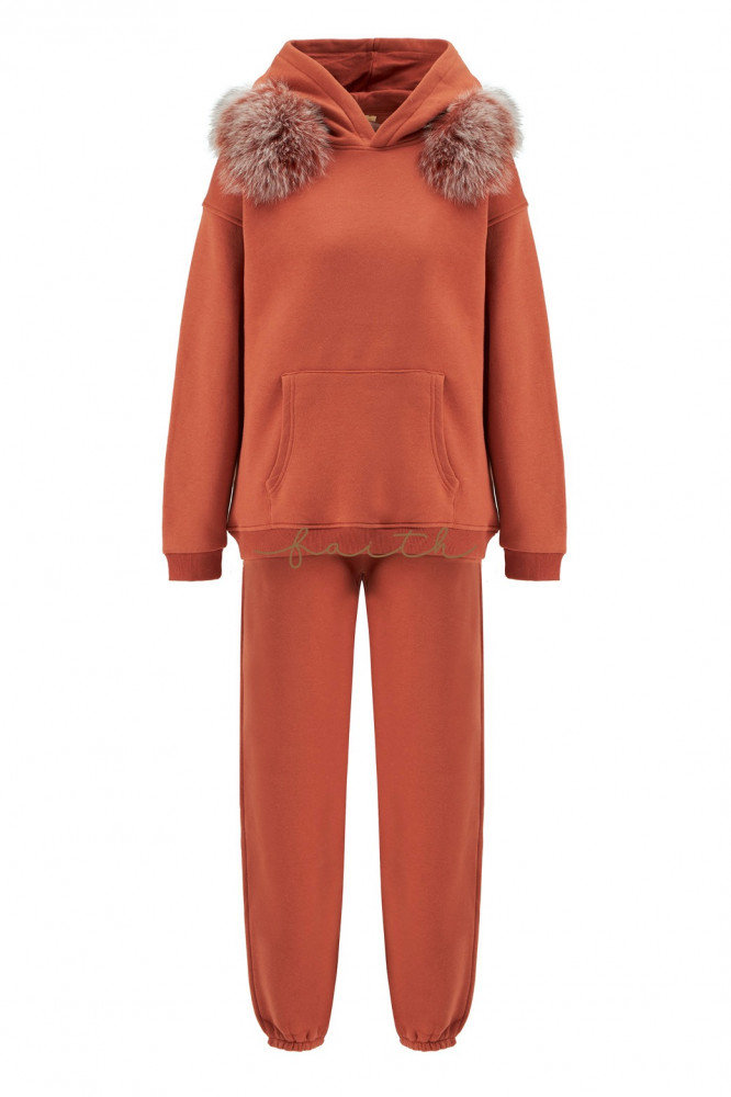 HOODY SWEATSHIRT FLEECE SET FOX ON SHOULDERS