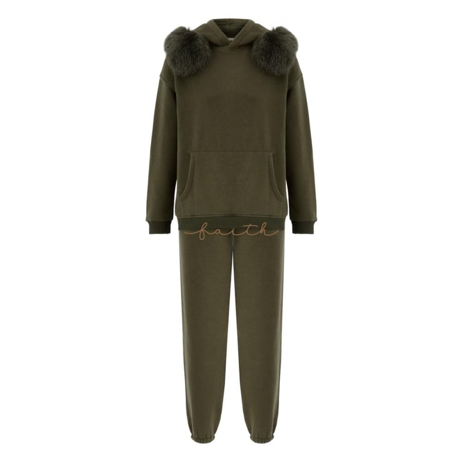 HOODY SWEATSHIRT FLEECE SET FOX ON SHOULDERS