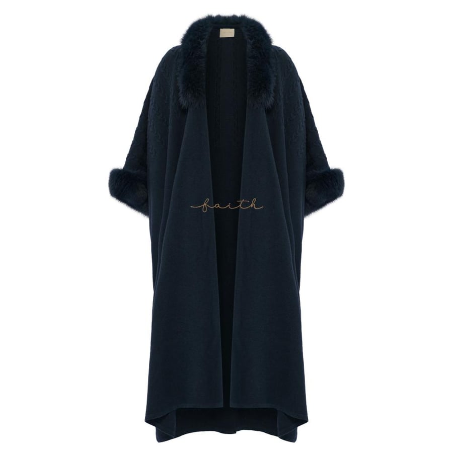 NAVY BLUE WOOL & FOX