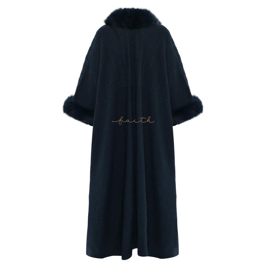 NAVY BLUE WOOL & FOX