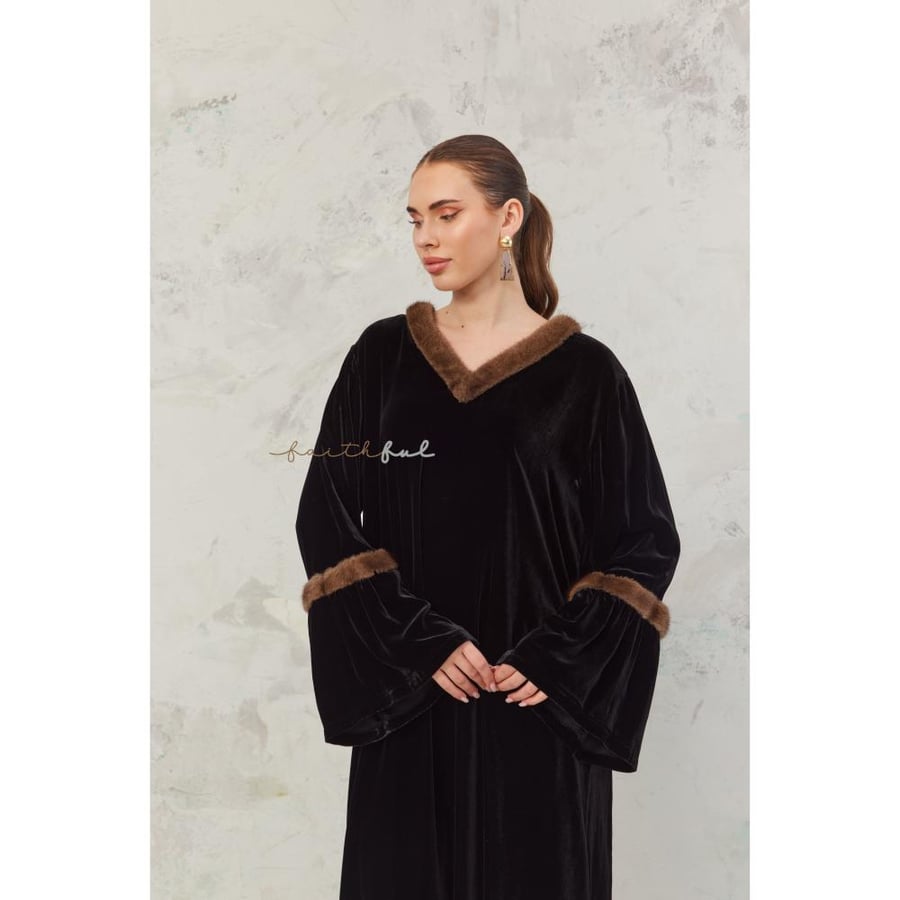 Black mink velvet dress