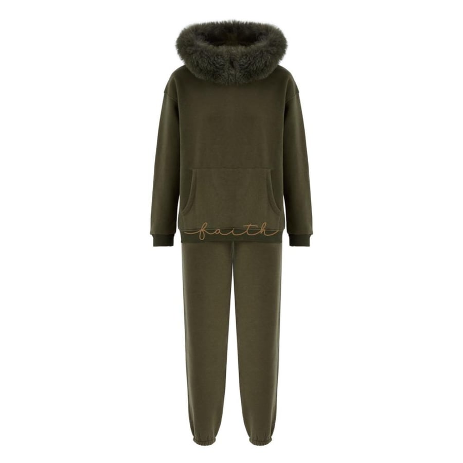HOODY SWEATSHIRT FLEECE SET FOX FUR AROUND THE HOODY