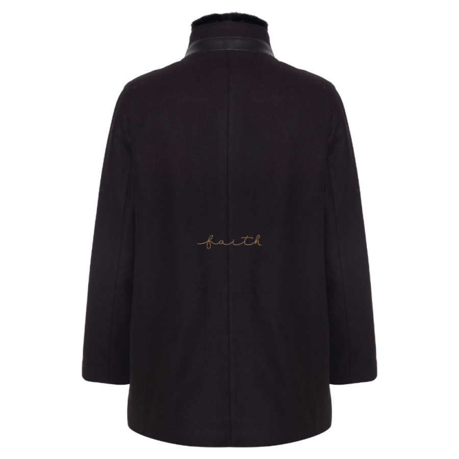 BLACK LEATHER NECK JACKET