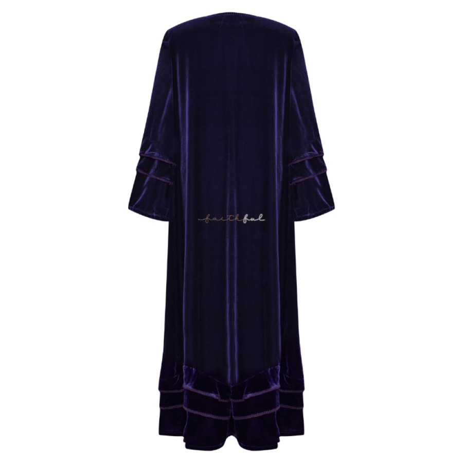 Velvet dress sleeve & skirt emb