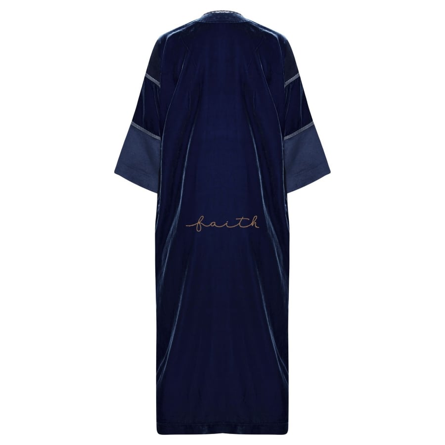 NAVY BLUE VELVET & PYTHON ABAYA