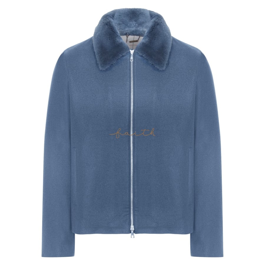BLUE CASHMERE MINK COLLAR
