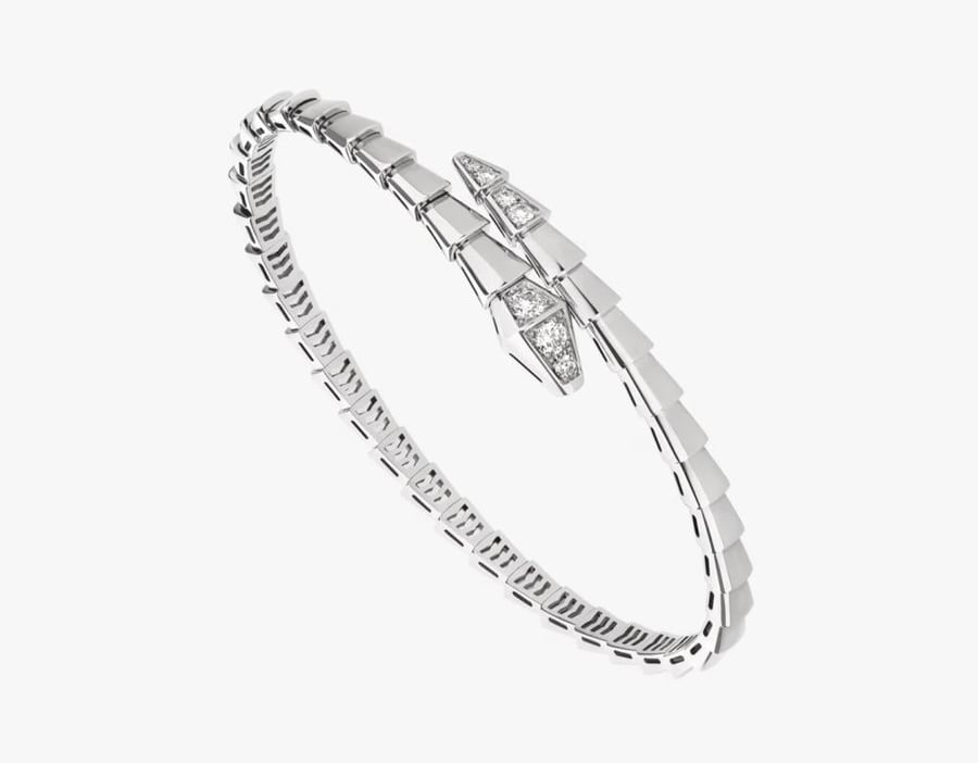Serpenti Viper single wrap bracelet partially paved