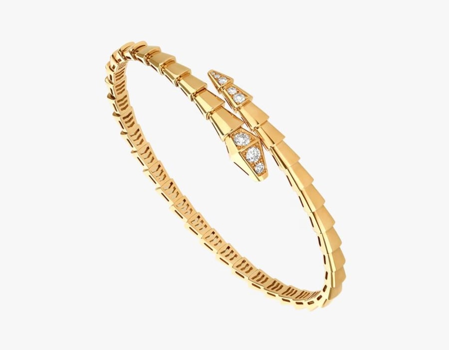 Serpenti Viper single wrap bracelet partially paved