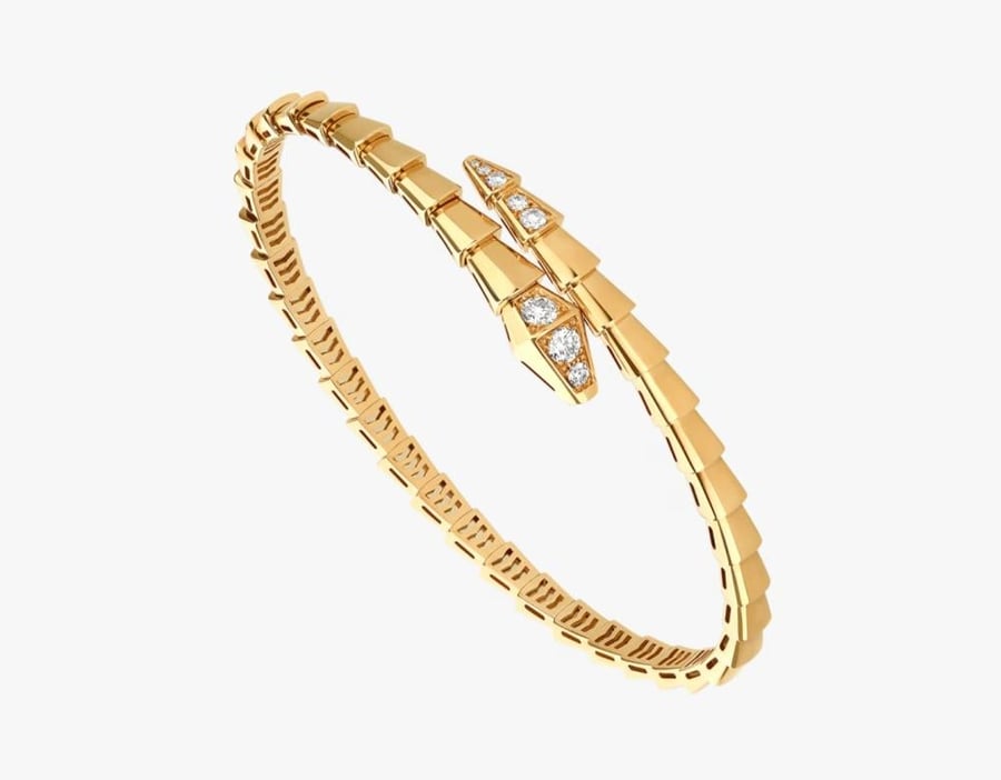 Serpenti Viper single wrap bracelet partially paved