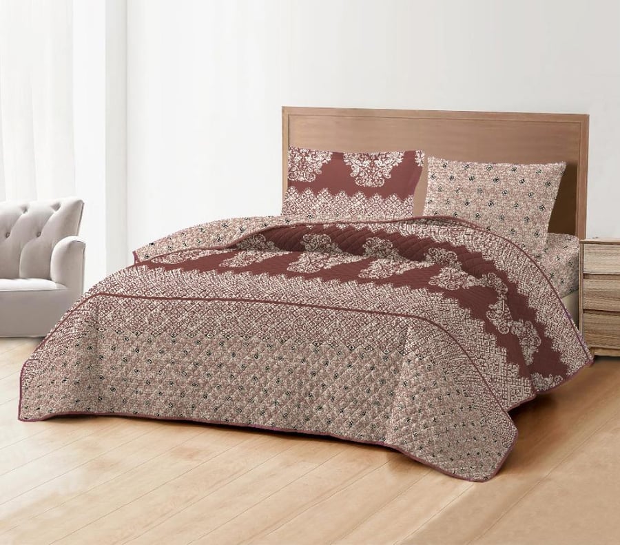 Luxury compressed bedspread, one and a half person size, 4 pieces - Oud