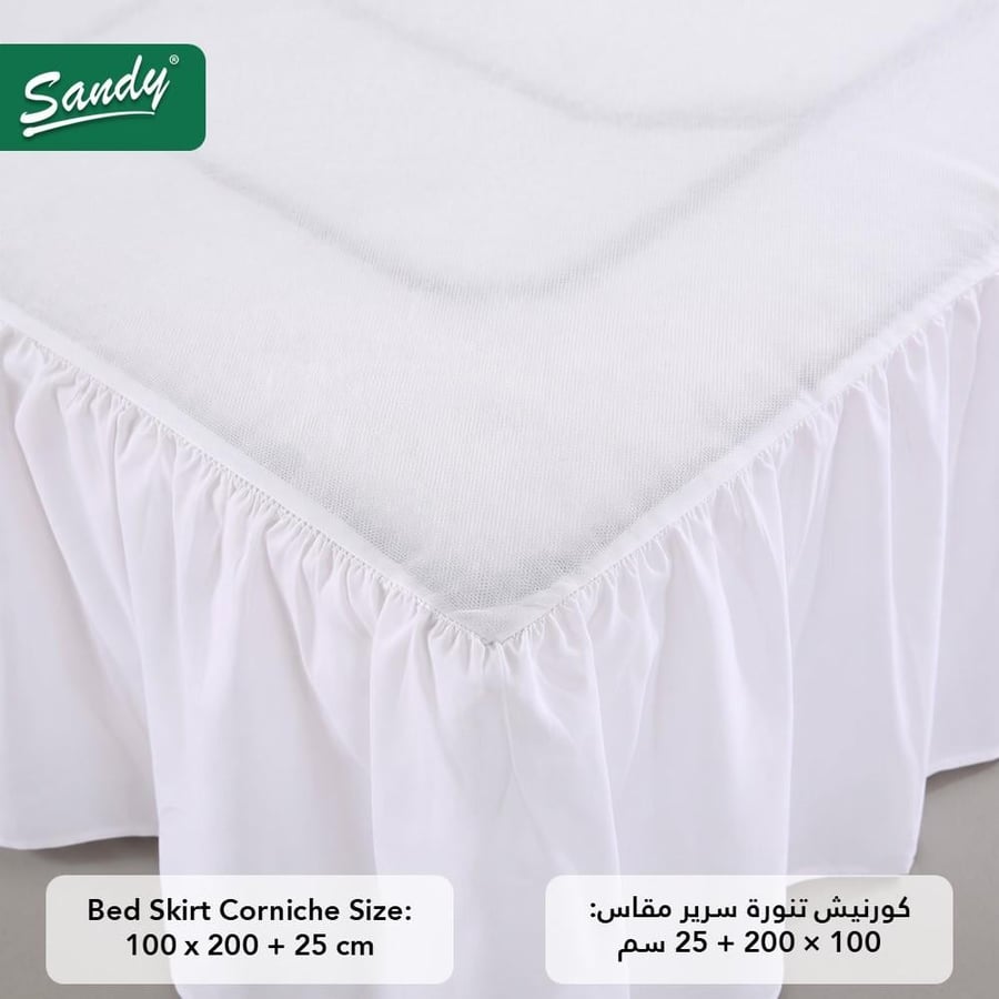 كورنيش سرير مفرد 100×200 سم - أبيض