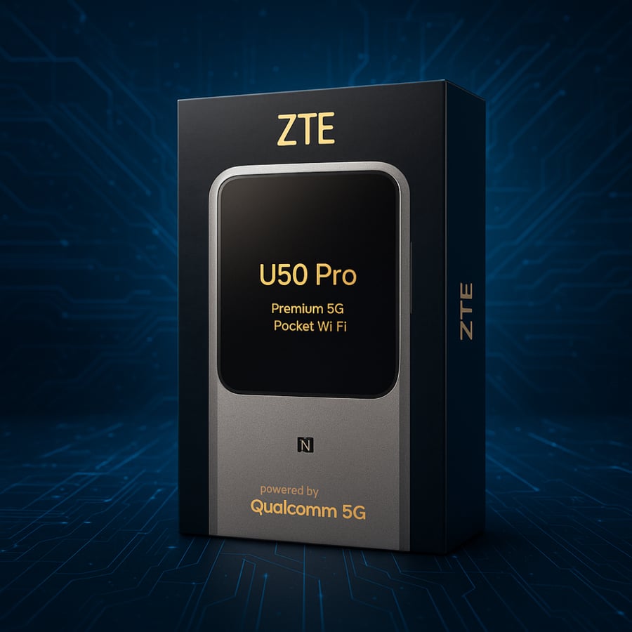 راوتر ZTE U50 Pro الجيل الخامس – يدعم جميع الشرائح – بطارية 10000mAh – واي فاي 6 – شاشة لمس