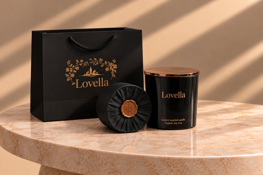 شمعة معطرة سوداء - جلد عنبر