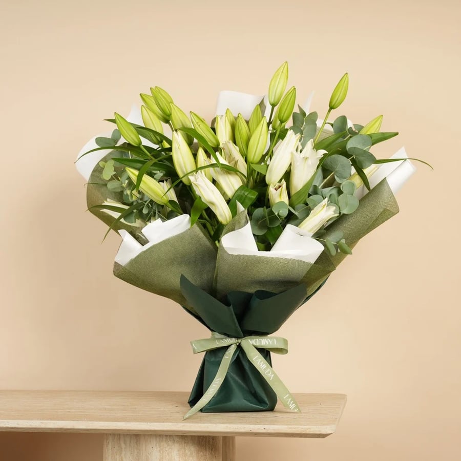 Serene White Lily Natural Bouquet