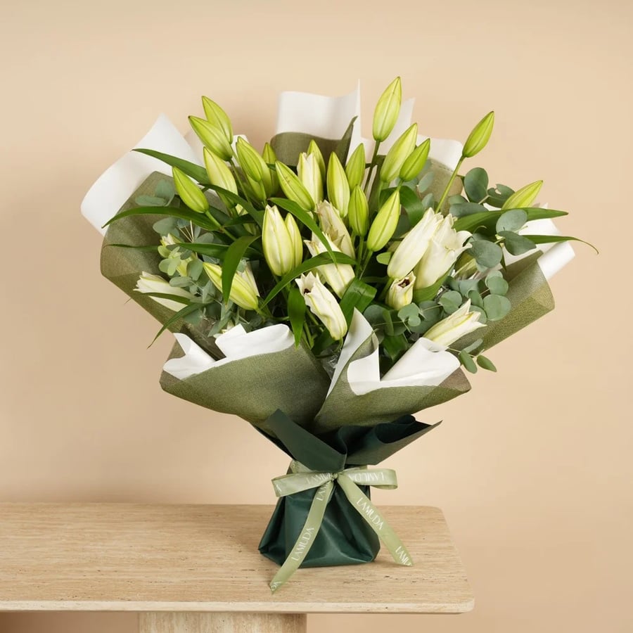 Serene White Lily Natural Bouquet