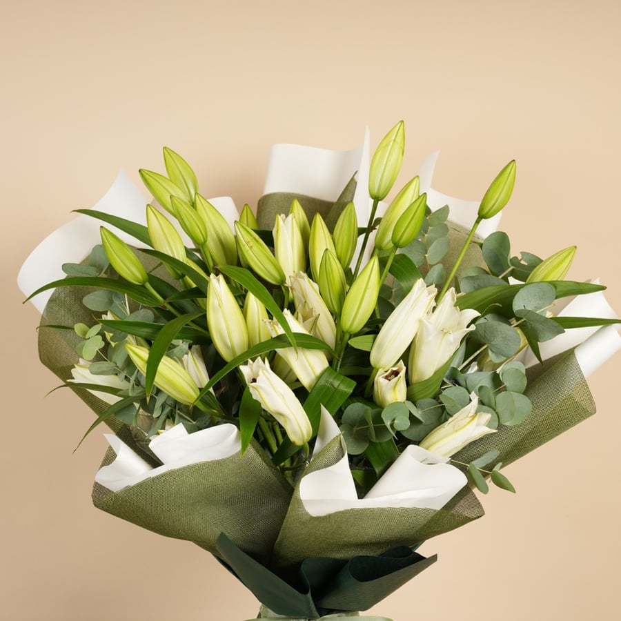 Serene White Lily Natural Bouquet