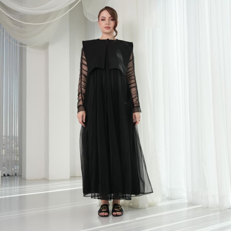 Black chiffon dress