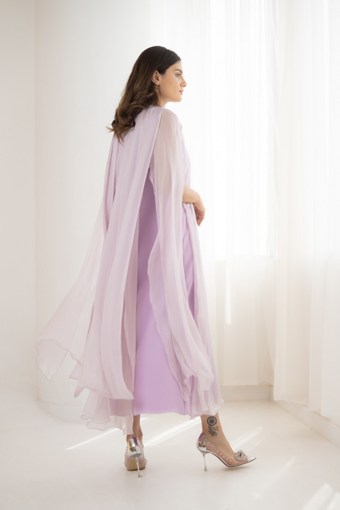 فستان مناسبات شيفون طبيعي- Lavender