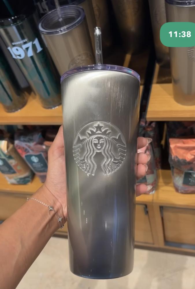Starbucks metallic gray cat eye cup