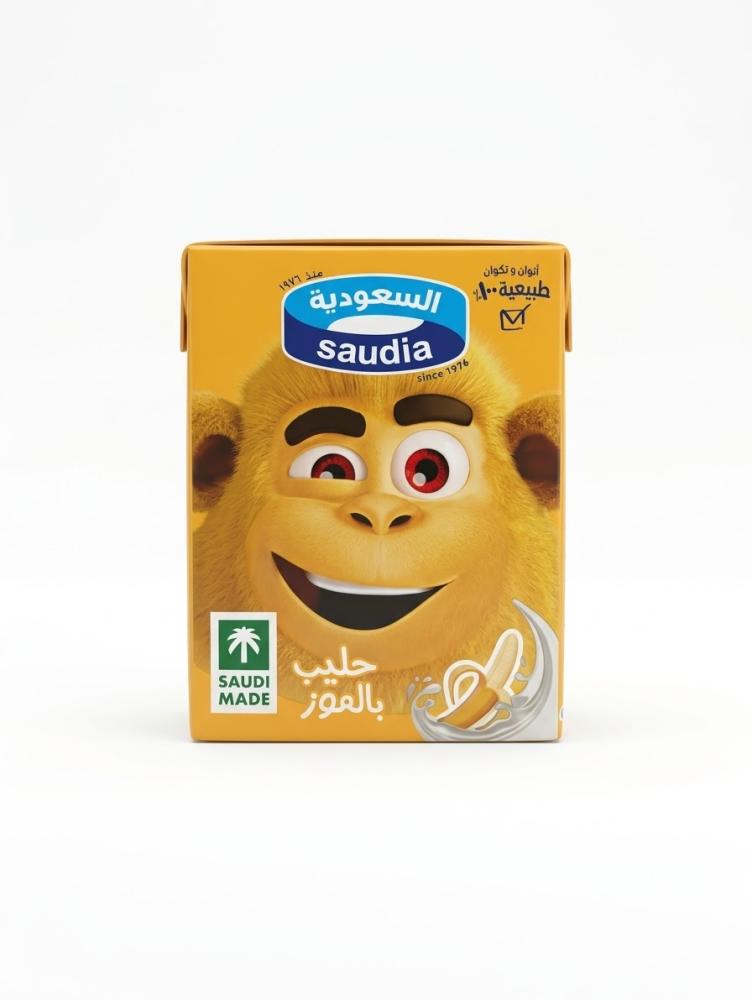 حليب السعودية كامل الدسم بنكهة الموز 200مل