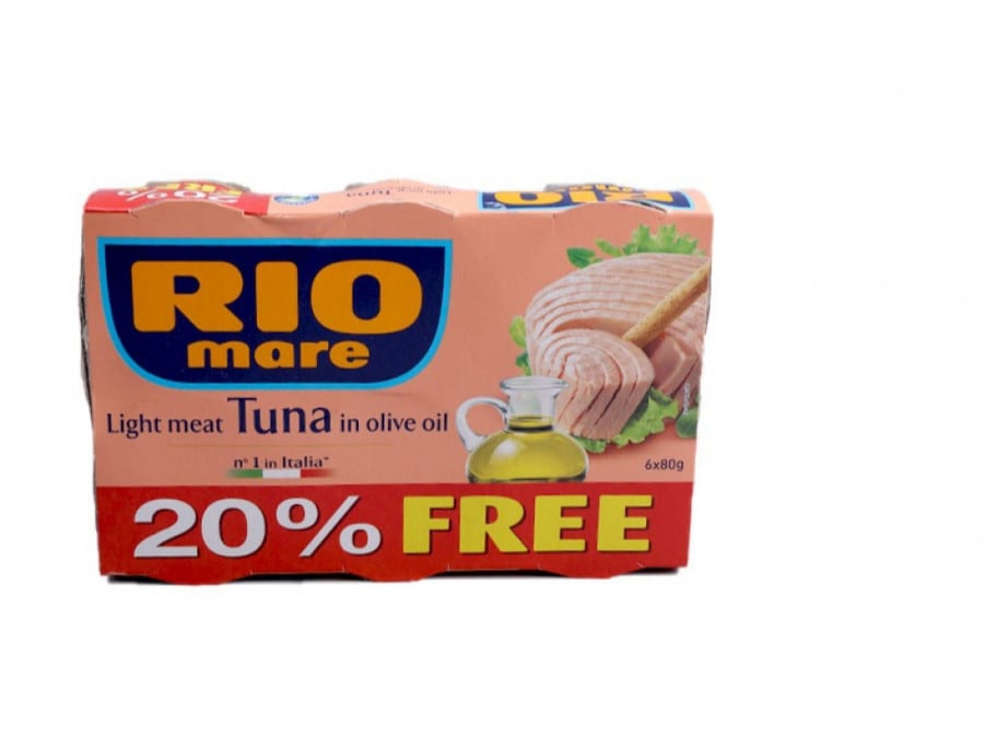 تونا خفيف في زيت الزيتون ريو ماري 20% خصم 80 غ * 6 حبات