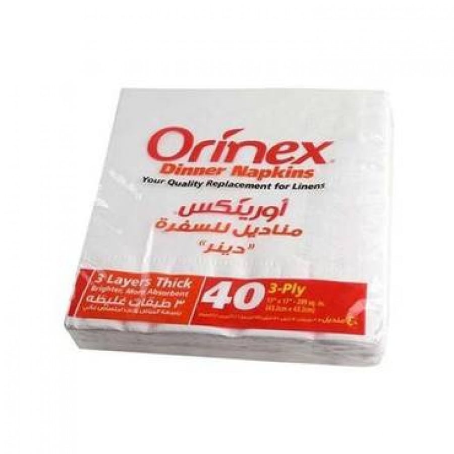 مناديل للسفرة دينر غليظة اورينكس 40 منديل