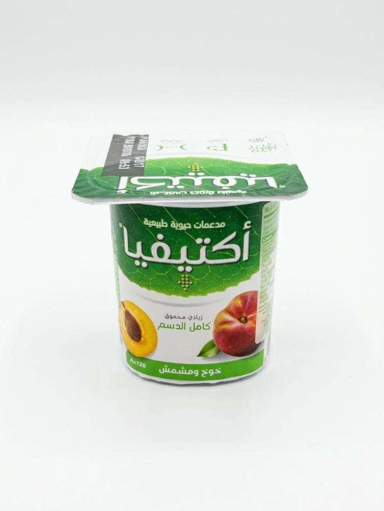 زبادي مخفوق خوخ ومشمش كامل الدسم اكتيفيا 120غ
