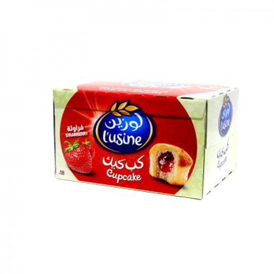 كب كيك لوزين فراولة30غ علبة18