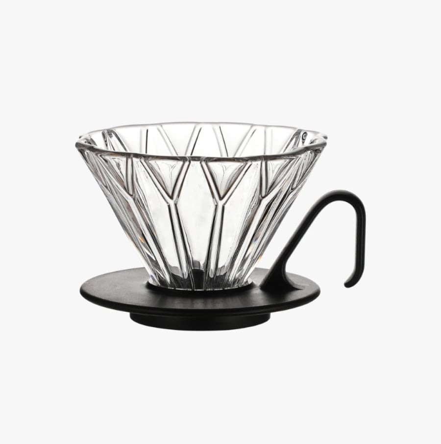 قمع زيرو هيرو زجاجي 01 مع قاعدة اكريلك ZEROHERO PRISMA GLASS COFFEE DRIPPER
