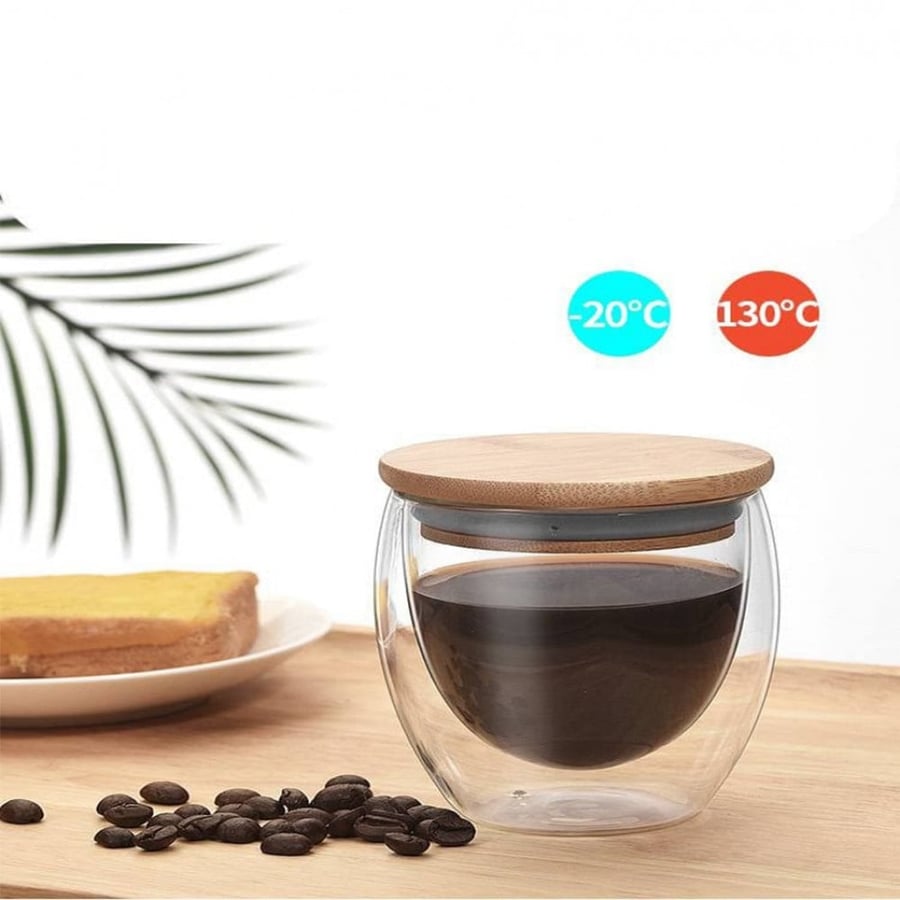 كوب مزود بغطاء خشبي - 250مل